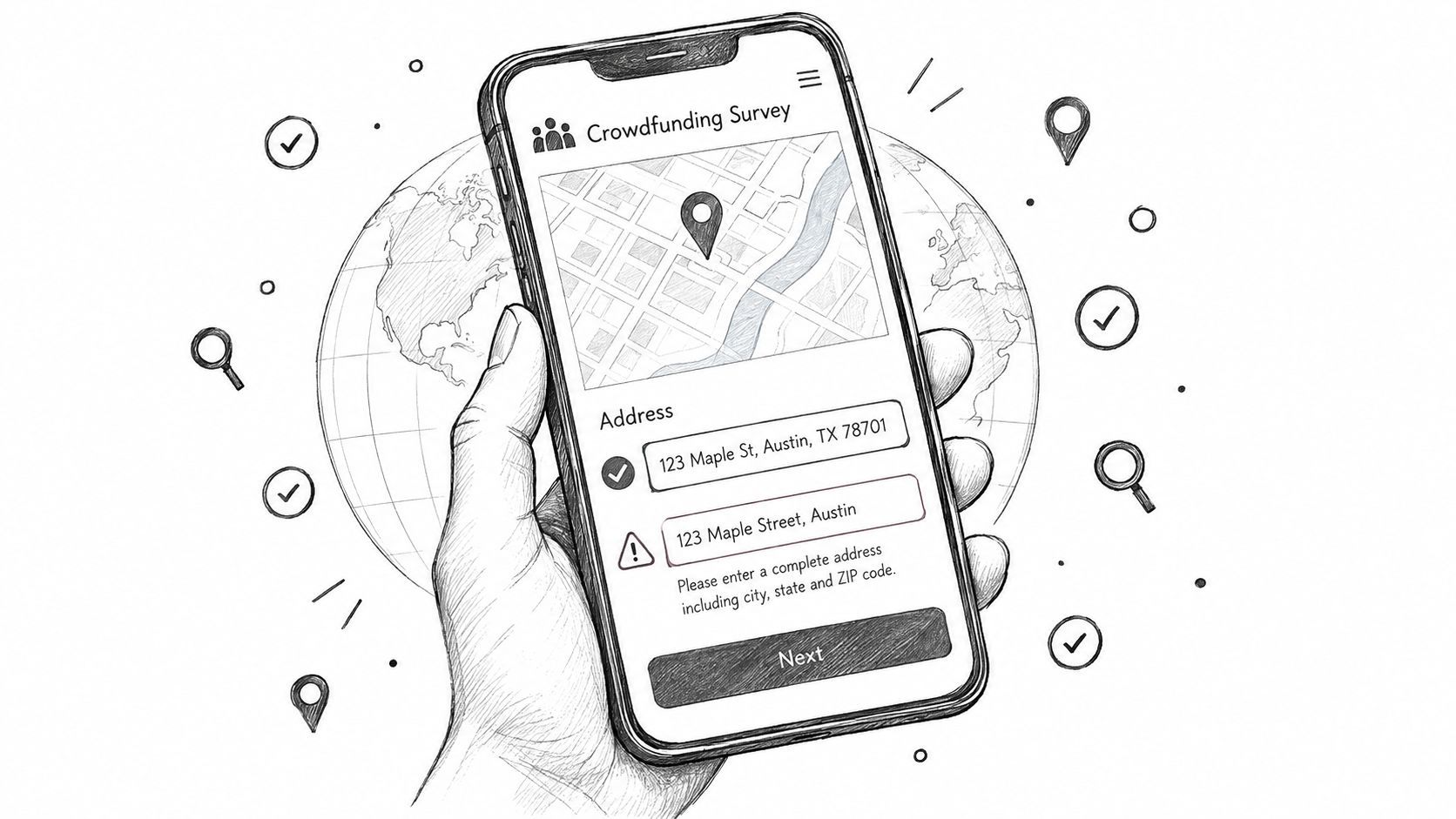 Google Maps Address Validation for Crowdfunding Surveys